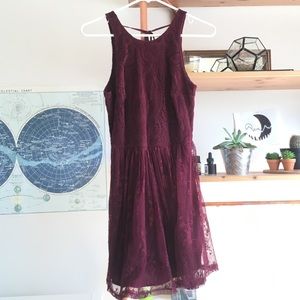 NWT Maroon Lace/Suede small Hollister Dress